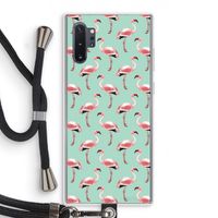 Flamingoprint groen: Samsung Galaxy Note 10 Plus Transparant Hoesje met koord