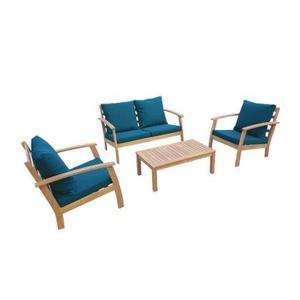 sweeek - Houten loungeset, 4 zitplaatsen