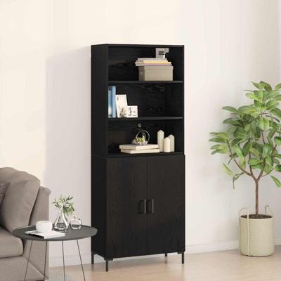 Highboard 2 pcs Zwart eiken 70 x 34 x 180 cm Bewerkt hout