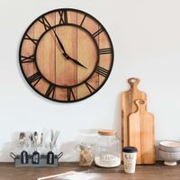 VidaXL Wandklok 39 cm mdf en ijzer bruin en zwart
