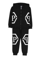 Philipp Plein Junior survêtement en coton à logo imprimé - Noir - thumbnail