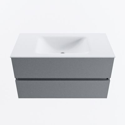 MONDIAZ VICA 90cm badmeubel onderkast Plata 2 lades. Wastafel CLOUD midden zonder kraangat, kleur Talc.