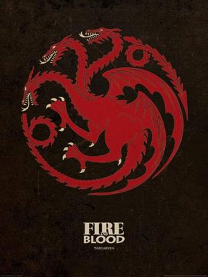 Kunstdruk Game of Thrones - Targaryen 60x80cm