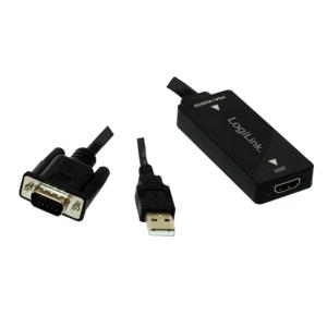 LogiLink CV0060 Adapter [1x VGA-stekker - 1x HDMI-bus] Zwart 45.00 cm