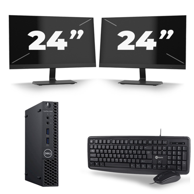 Dell Optiplex 3060 Micro USFF - Intel Core i5-8e Generatie - 16GB RAM - 256GB SSD - Windows 11 + 2x 24 inch Monitor