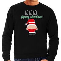 Bellatio Decorations foute kersttrui/sweater heren - Kerstman - zwart - Merry Christmas 2XL  - - thumbnail