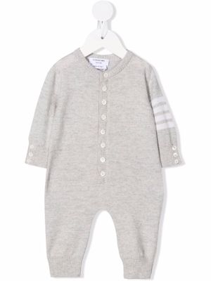 Thom Browne Kids grenouillère en laine mélangée à rayures - Gris