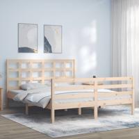 Bedframe met hoofdbord massief hout 160x200 cm