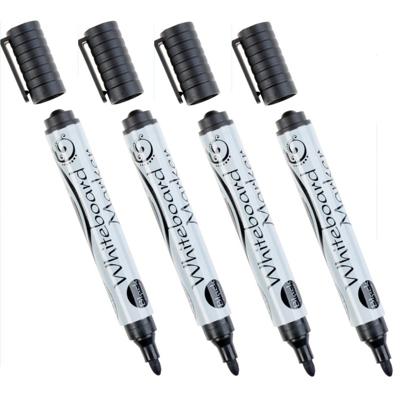 Whiteboard marker/stift - 4x - zwart - uitwisbaar - kantoor/school artikelen