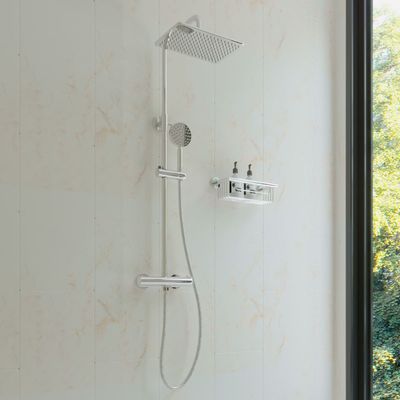 Regendouche set SaniClear Vision | Opbouw | Thermostaatkraan | 2-weg | Chroom