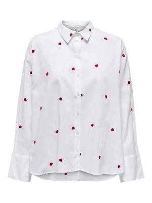 Only Onlnew Lina Grace Ls Emb Shirt Noos Wvn 15283743 Blouse Bright White Heart