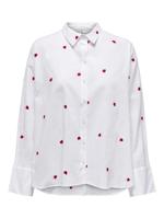 Only Onlnew Lina Grace Ls Emb Shirt Noos Wvn 15283743 Blouse Bright White Heart