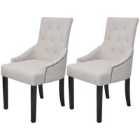 Eetkamerstoelen 2 st stof crèmegrijs Eetkamerstoelen 2 st stof crèmegrijs