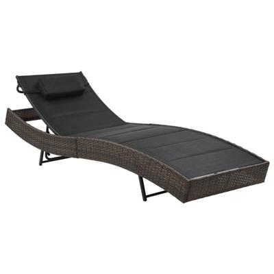 Ligbed poly rattan en textileen bruin