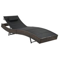 Ligbed poly rattan en textileen bruin - thumbnail