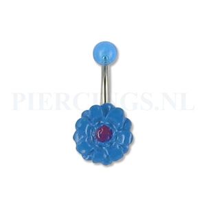 Navelpiercing acryl bloem blauw paars