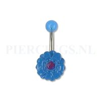 Navelpiercing acryl bloem blauw paars