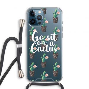 Cactus quote: iPhone 12 Pro Transparant Hoesje met koord