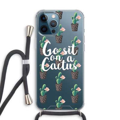 Cactus quote: iPhone 12 Pro Transparant Hoesje met koord