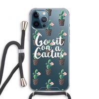 Cactus quote: iPhone 12 Pro Transparant Hoesje met koord