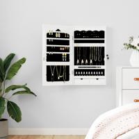 VidaXL Sieradenkast met spiegel wandgemonteerd 37,5x10x67 cm wit