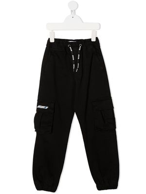 MSGM Kids pantalon à taille à lien de resserrage - Noir