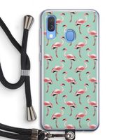 Flamingoprint groen: Samsung Galaxy A40 Transparant Hoesje met koord