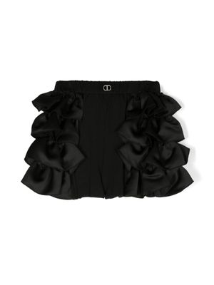 TWINSET Kids short court à détail de volants - Noir