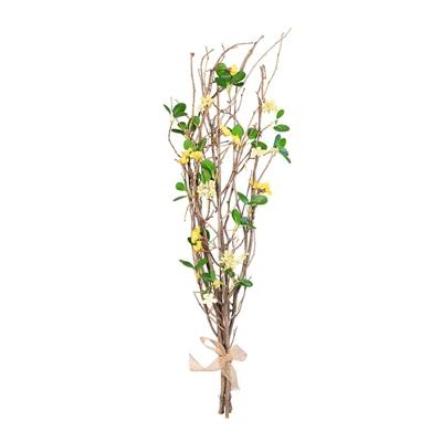 Kunst paastakken met bloemen - 78 cm - lente/paasdecoratie - siertakken/paas tak