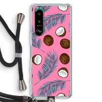 Kokosnoot roze: Sony Xperia 5 III Transparant Hoesje met koord