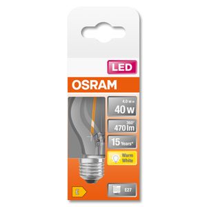 OSRAM 4058075435162 LED-lamp Energielabel E (A - G) E27 Peer 4 W = 40 W Warmwit (Ø x l) 45 mm x 77 mm 1 stuk(s)