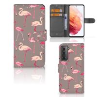 Samsung Galaxy S21 | Telefoonhoesje | Met pasjeshouder | Flamingo