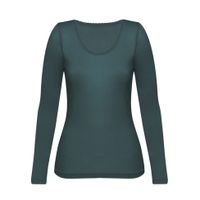 Shirt met lange mouwen van bio-zijde, smaragd Maat: 40/42