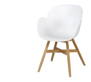 WOOOD Tuinstoel 'Tulip' Met armleuning, Teakhout, kleur Wit