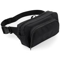 Bagbase heuptas/fanny pack zwart polyester groot formaat met verstelbare riem - Heuptassen - thumbnail