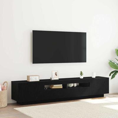 Tv-meubel met LED 200x35x40 cm bewerkt hout zwart eikenkleurig