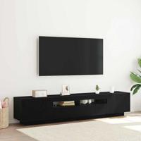 Tv-meubel met LED 200x35x40 cm bewerkt hout zwart eikenkleurig