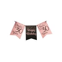 Verjaardagsslinger Vaandel 30 Jaar Roze/Zwart (6m)