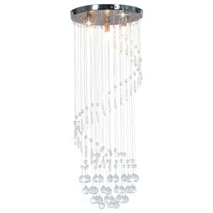 VidaXL Plafondlamp met kristallen kralen spiraal g9 zilverkleurig
