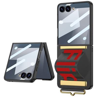 Lunso Samsung Galaxy Z Flip 7 backcover hoesje met Polsband - Zwart