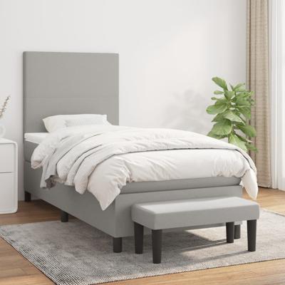 Boxspring met matras stof lichtgrijs 90x190 cm