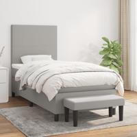 Boxspring met matras stof lichtgrijs 90x190 cm