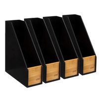 Lectuurbak/tijdschriftenrek - 4x - zwart - 9 x 25 x 30 cm - hout