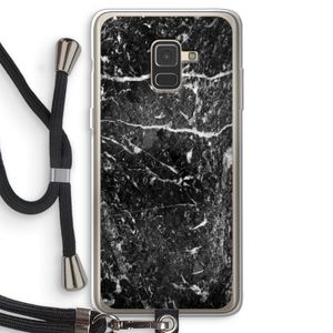 Zwart marmer: Samsung Galaxy A8 (2018) Transparant Hoesje met koord