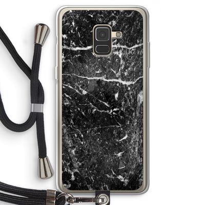 Zwart marmer: Samsung Galaxy A8 (2018) Transparant Hoesje met koord