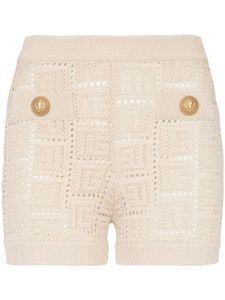 Balmain short en résille à motif monogrammé - Tons neutres