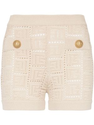 Balmain short en résille à motif monogrammé - Tons neutres
