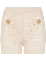 Balmain short en résille à motif monogrammé - Tons neutres - thumbnail