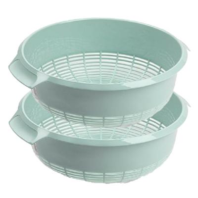 Plasticforte keuken vergiet - 2x stuks - mintgroen - 27 x 10 cm - kunststof - afgieten van groente