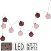 Massamarkt Stringverlichting LED met ballen glas 10 roze - thumbnail